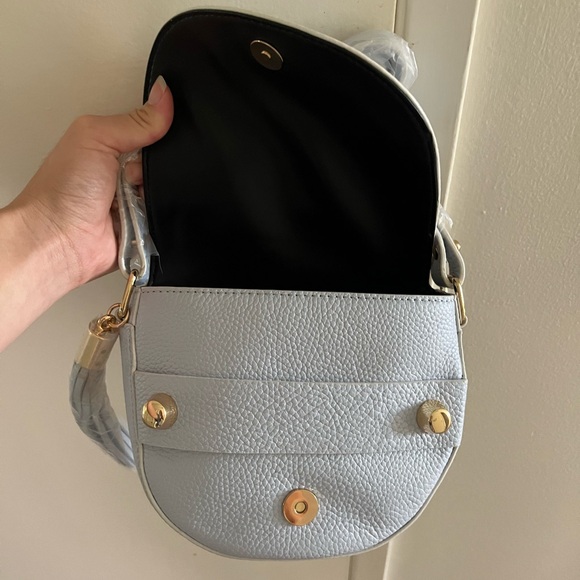 MILLY NEW Leather Astor Small Crossbody Bag in Light Blue/Gray - Picture 5 of 8